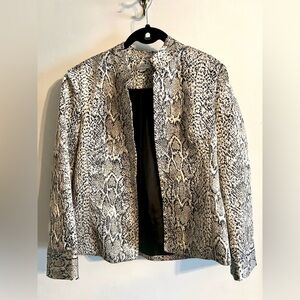 Erin Snakeskin Print Blazer-Jacket-Black and Silver-Metallic-Small